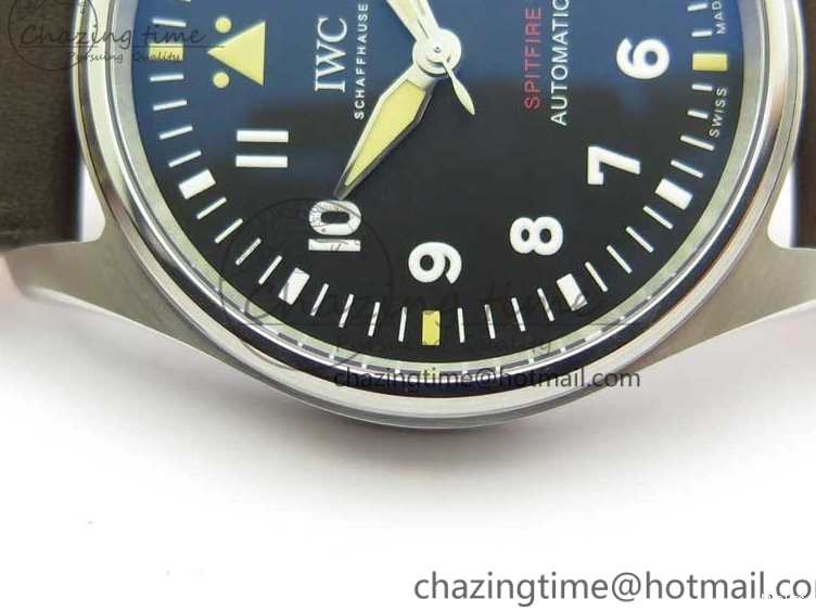 MIROTIME 0303 Original Pilot IW326803 SS MK 1:1 Best Edition Black Dial on Brown Leather Strap MIYOTA 7146